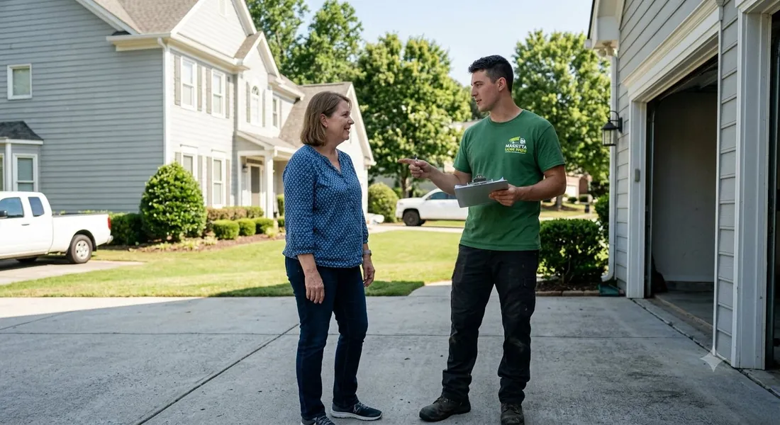 Marietta Junk Pros giving a free on-site junk removal quote to a homeowner