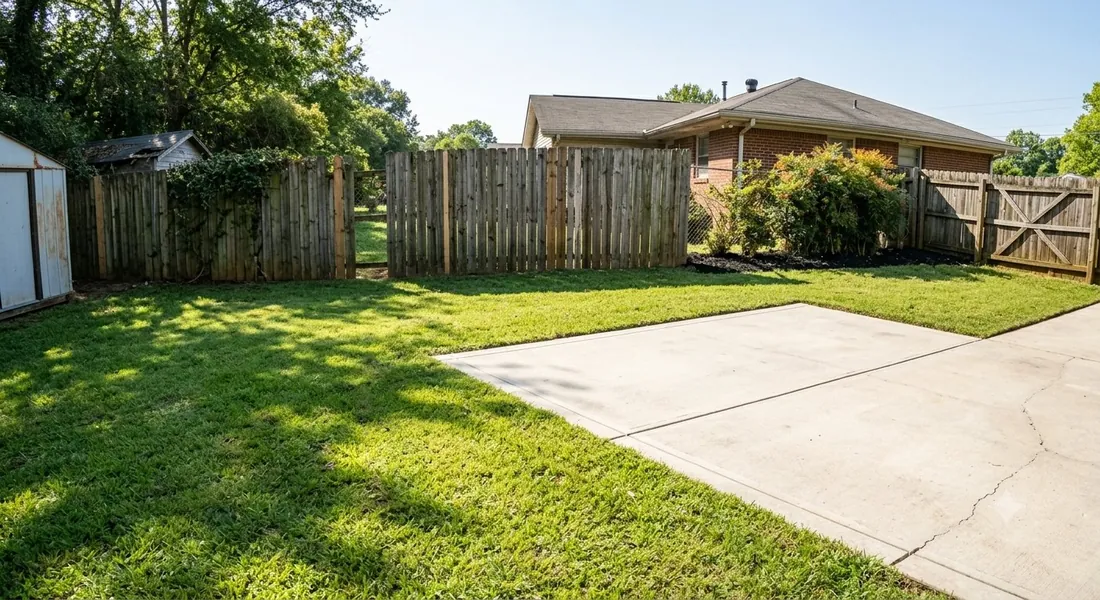 Clean backyard after yard debris removal in Marietta GA
